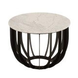 SIDETABLE  FIFTY WHITE MARBLE BLACK METAL BASE 50